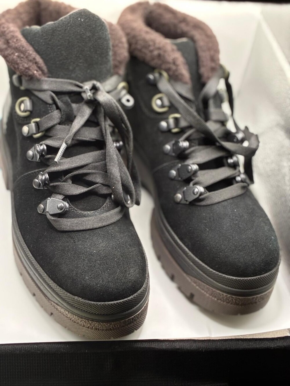 See By Chloe Aura Shearling Hiking Work Boots Brown Women’s EU39 New Defect
